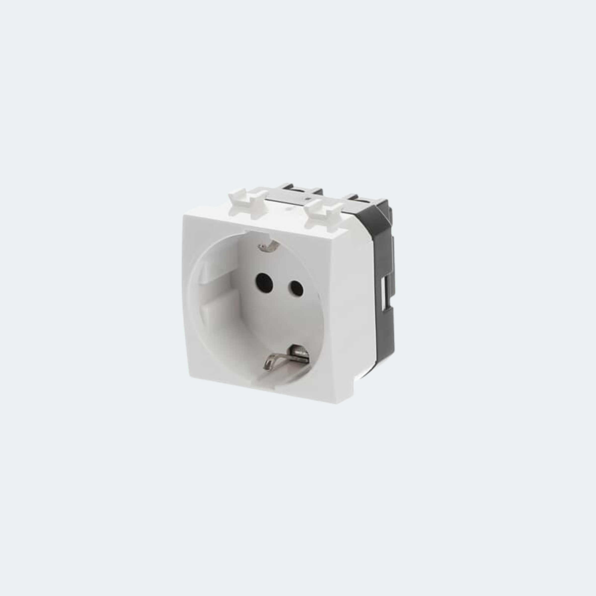 Prizë universale Schuko 2P, 16A, 250V, 2 module, e bardhë – ABB Chiara
